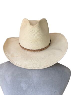 Vtg Bailey U-Rollit Men 4X Shantung Panama Cowboy Hat Size 7 3/8 Thrashed Work